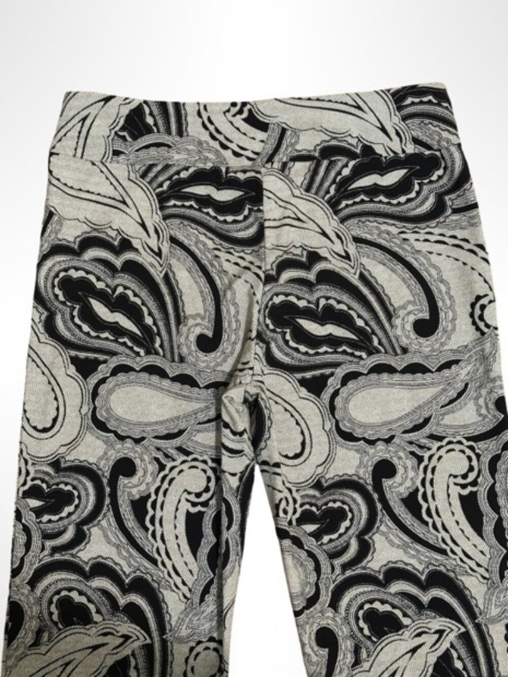 KRAZY LARRY Pull-On Ankle Pants Black White Paisley Print 4 NWOT - Picture 6 of 8